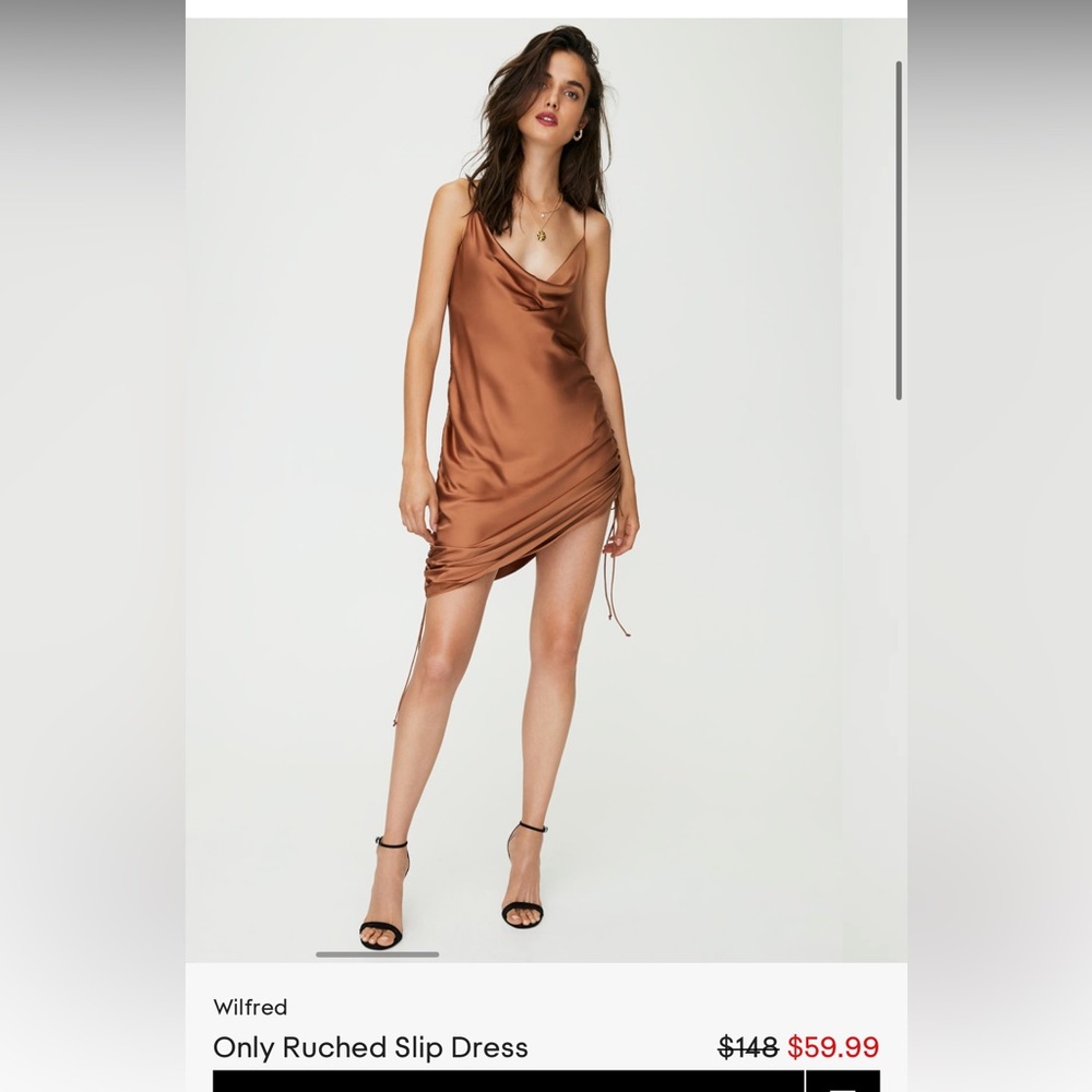 Wilfred Rouched Slip Dress, Size M